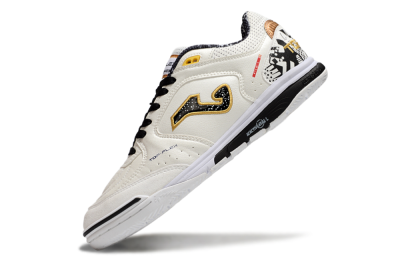 Joma Top Flex IC Indoor & Futsal Soccer Shoes - White/Black/Gold