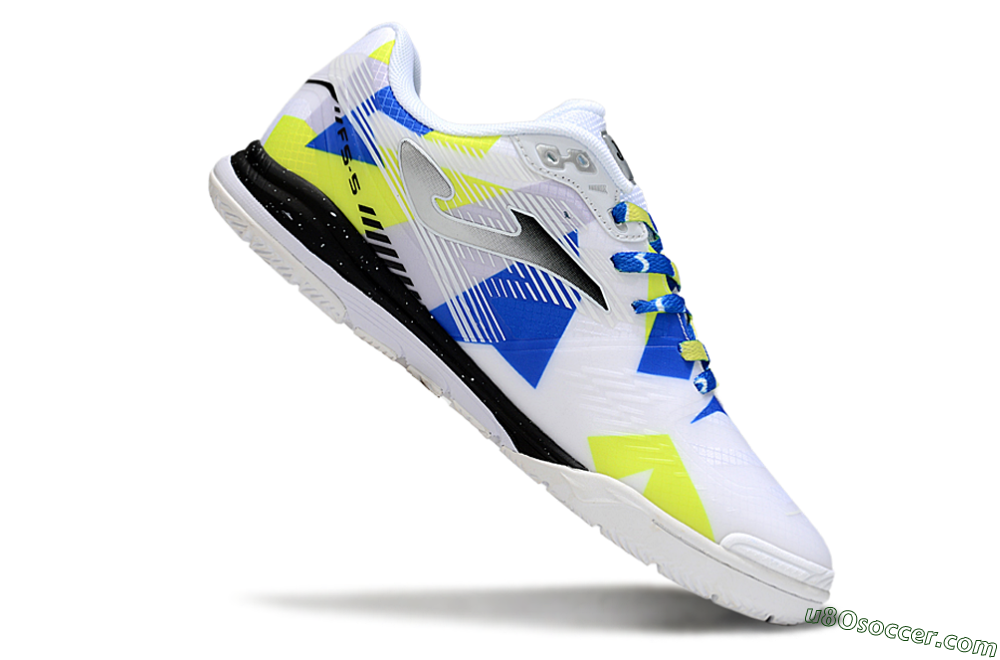 Joma Top Flex IC Indoor & Futsal Soccer Shoes - White/Blue/Yellow 4