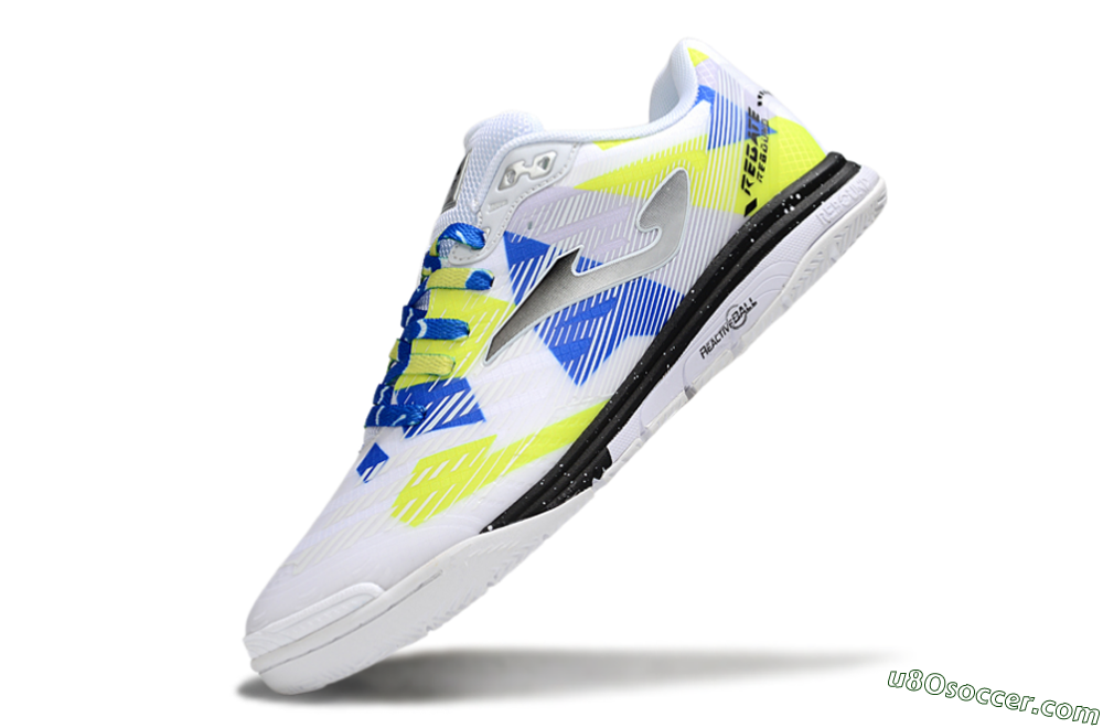 Joma Top Flex IC Indoor & Futsal Soccer Shoes - White/Blue/Yellow 5