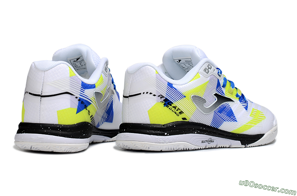 Joma Top Flex IC Indoor & Futsal Soccer Shoes - White/Blue/Yellow 6