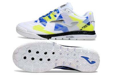 Joma Top Flex IC Indoor & Futsal Soccer Shoes - White/Blue/Yellow