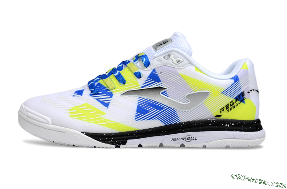 Joma Top Flex IC Indoor & Futsal Soccer Shoes - White/Blue/Yellow 2