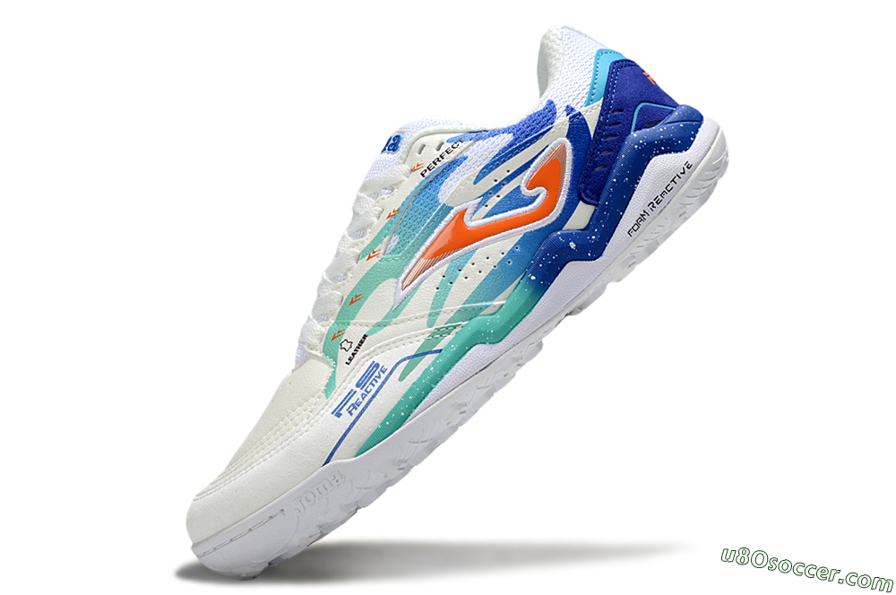 Joma Top Flex IC Indoor & Futsal Soccer Shoes - White/Blue/Red 5