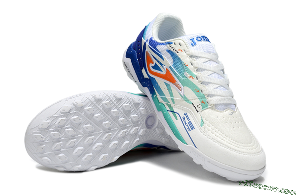 Joma Top Flex IC Indoor & Futsal Soccer Shoes - White/Blue/Red 3