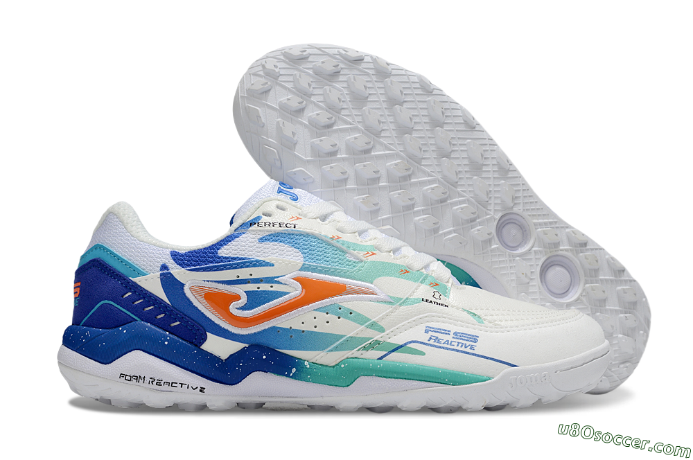 Joma Top Flex IC Indoor & Futsal Soccer Shoes - White/Blue/Red 1