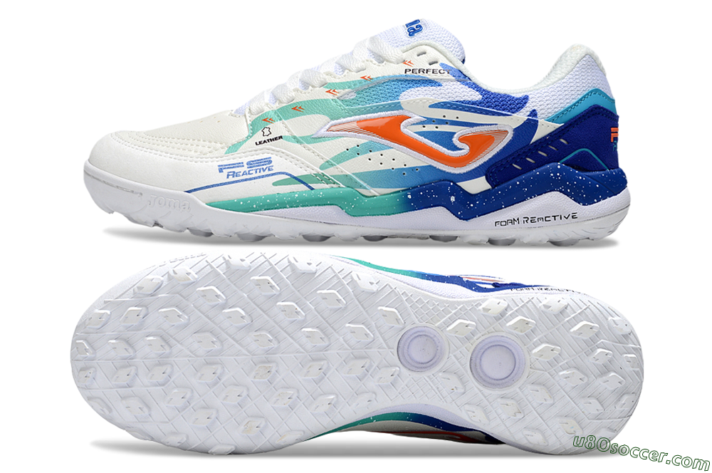 Joma Top Flex IC Indoor & Futsal Soccer Shoes - White/Blue/Red 0