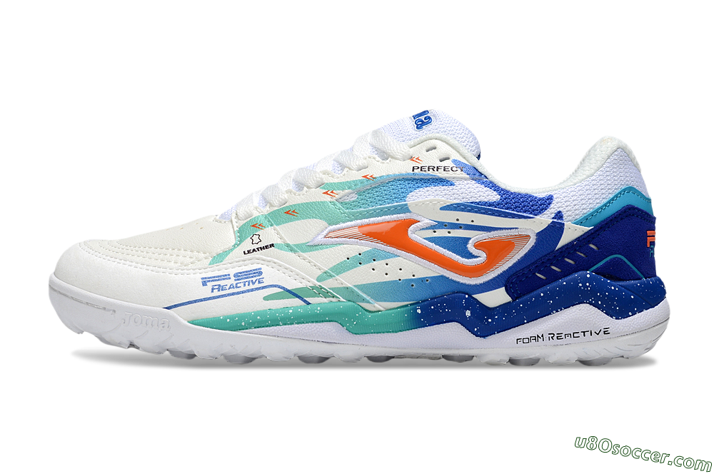Joma Top Flex IC Indoor & Futsal Soccer Shoes - White/Blue/Red 2