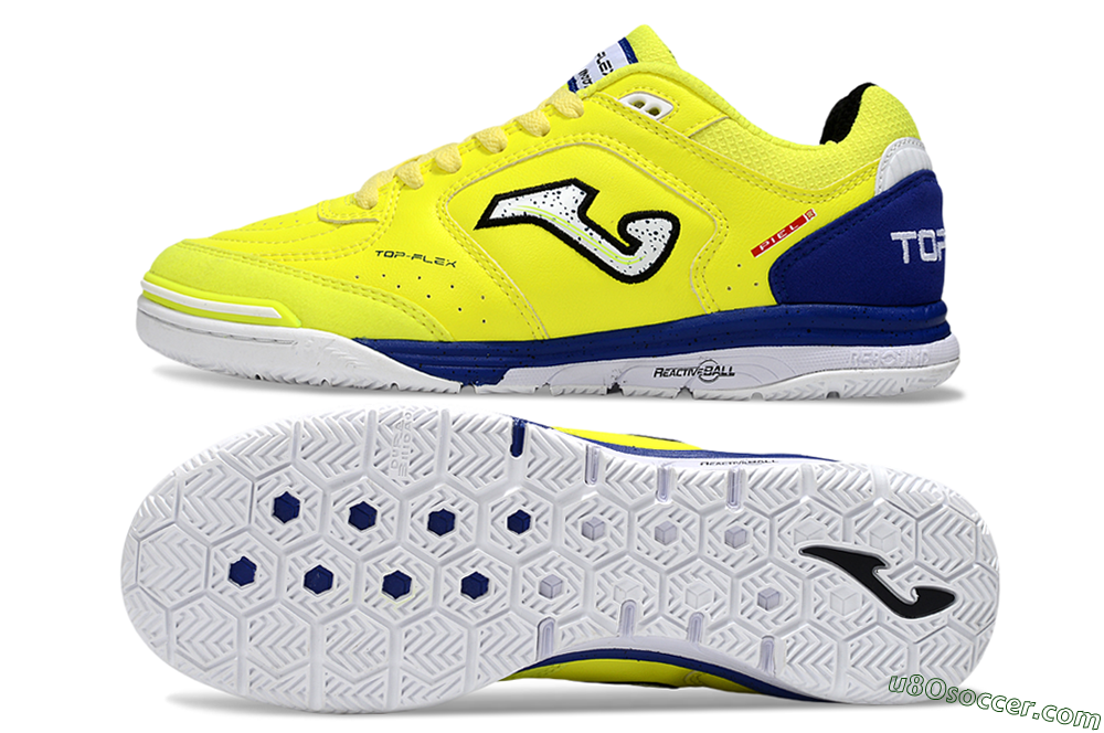 Joma Top Flex IC Indoor & Futsal Soccer Shoes - Yellow/White/Blue 0