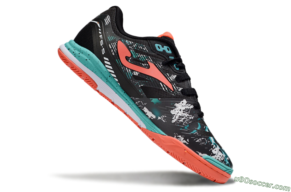 Joma Top Flex IC Indoor & Futsal Soccer Shoes - Black/Jade/Red 4
