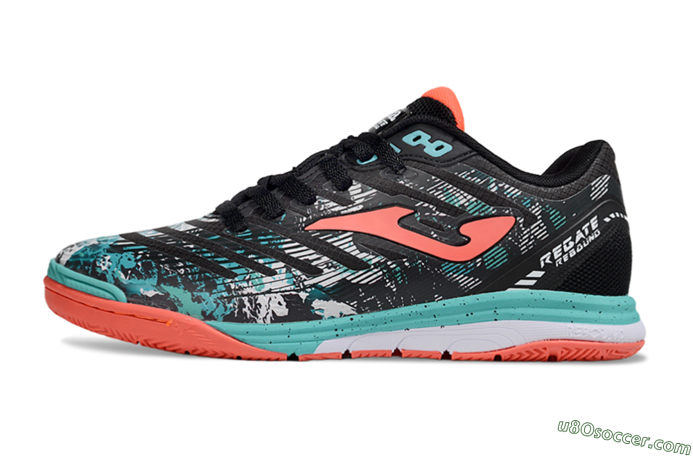 Joma Top Flex IC Indoor & Futsal Soccer Shoes - Black/Jade/Red 2