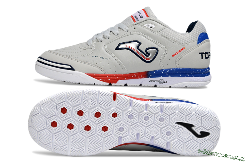 Joma Top Flex IC Indoor & Futsal Soccer Shoes - Grey/Blue/Silver 0