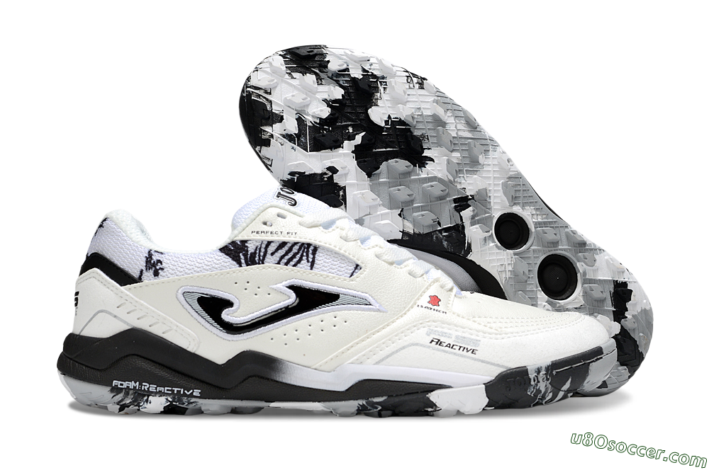 Joma Top Flex TF Artificial Turf Soccer Shoes - Beige/Black/White 1