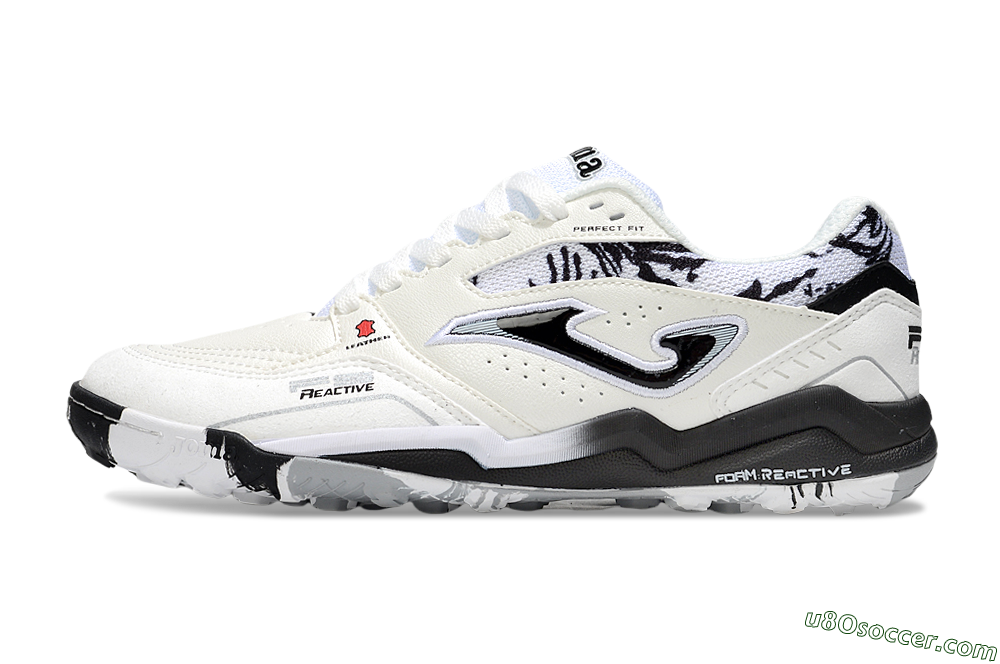 Joma Top Flex TF Artificial Turf Soccer Shoes - Beige/Black/White 2