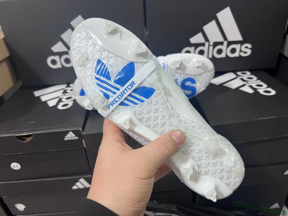 Adidas Predator Elite Foldover Tongue FG Firm Ground Soccer Cleats - Beige/White/Blue