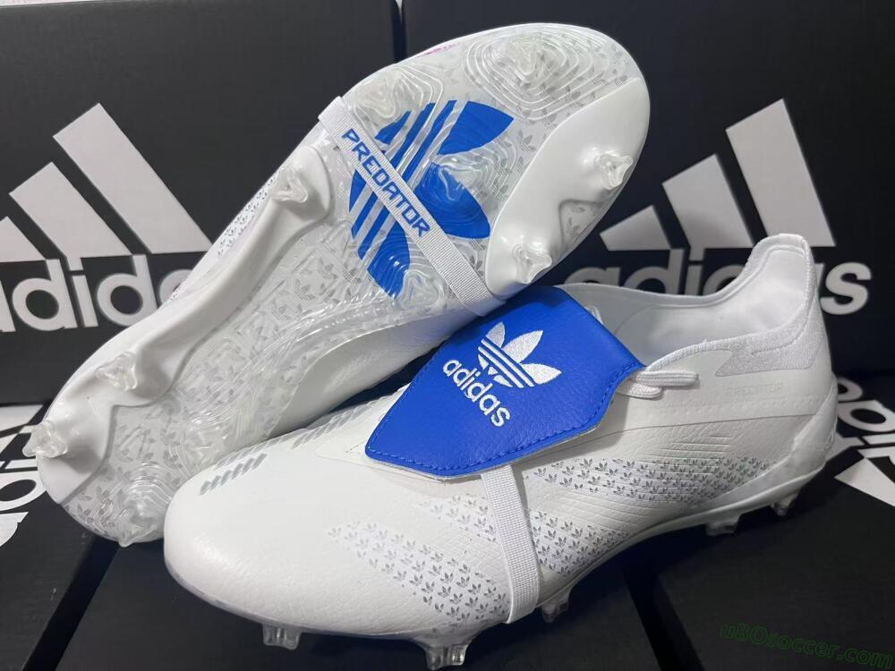 Adidas Predator Elite Foldover Tongue FG Firm Ground Soccer Cleats - Beige/White/Blue