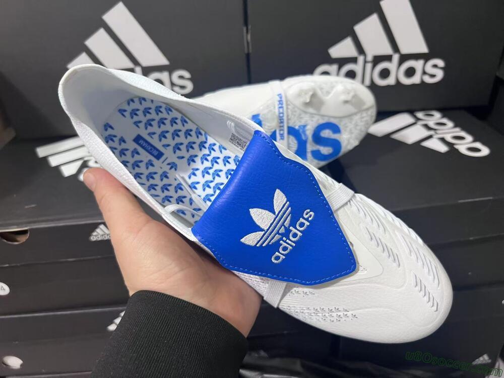 Adidas Predator Elite Foldover Tongue FG Firm Ground Soccer Cleats - Beige/White/Blue