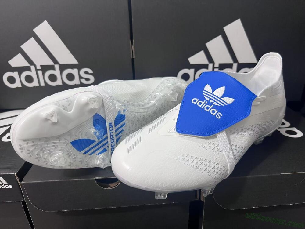 Adidas Predator Elite Foldover Tongue FG Firm Ground Soccer Cleats - Beige/White/Blue