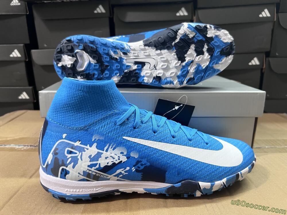 Nike Air Zoom Mercurial Superfly 10 Elite TF Artificial Turf Soccer Shoes - Blue/White
