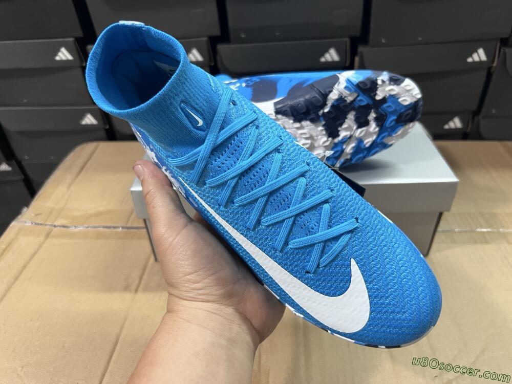 Nike Air Zoom Mercurial Superfly 10 Elite TF Artificial Turf Soccer Shoes - Blue/White
