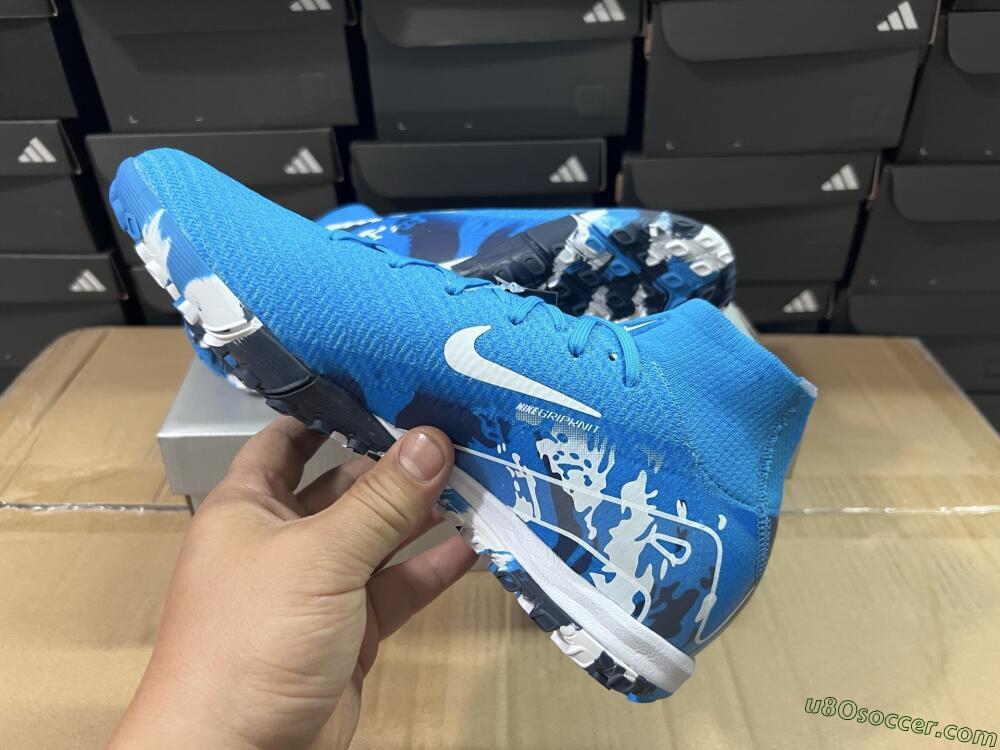 Nike Air Zoom Mercurial Superfly 10 Elite TF Artificial Turf Soccer Shoes - Blue/White