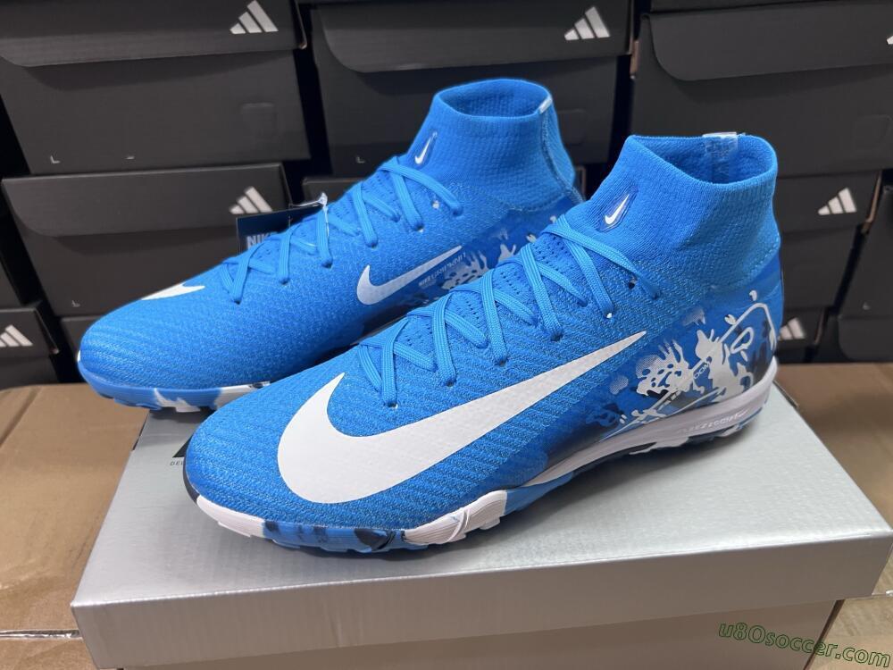 Nike Air Zoom Mercurial Superfly 10 Elite TF Artificial Turf Soccer Shoes - Blue/White