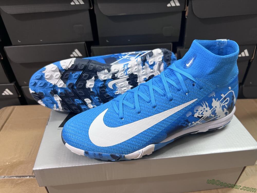 Nike Air Zoom Mercurial Superfly 10 Elite TF Artificial Turf Soccer Shoes - Blue/White