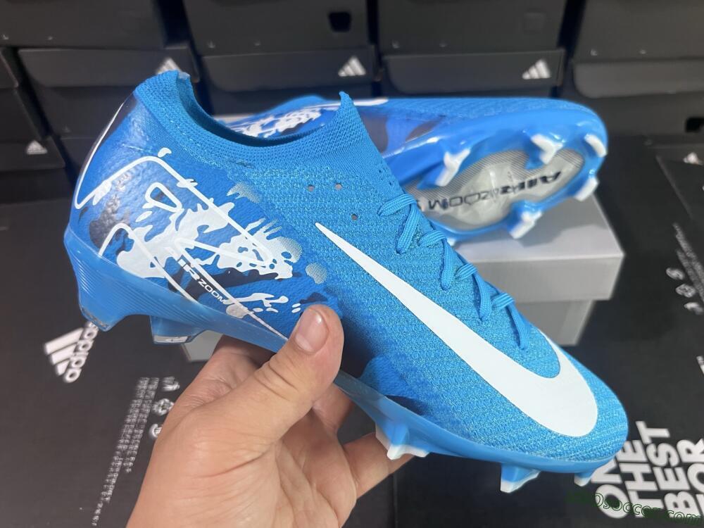 Nike Air Zoom Mercurial Vapor 16 Elite FG Firm Ground Soccer Cleats - Blue/White/Black