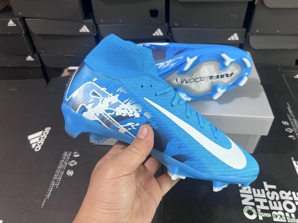 Nike Air Zoom Mercurial Superfly 10 Elite FG Firm Ground Soccer Cleats - Blue/White