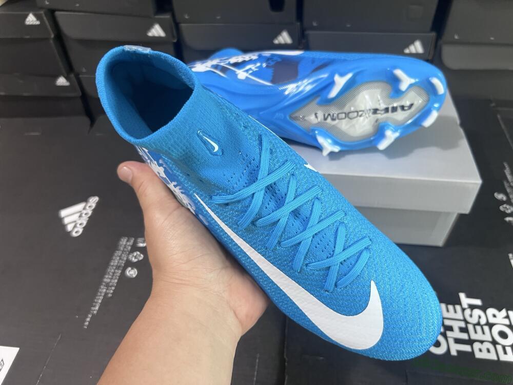 Nike Air Zoom Mercurial Superfly 10 Elite FG Firm Ground Soccer Cleats - Blue/White
