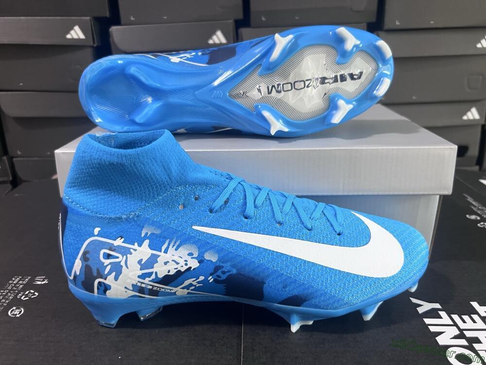 Nike Air Zoom Mercurial Superfly 10 Elite FG Firm Ground Soccer Cleats - Blue/White
