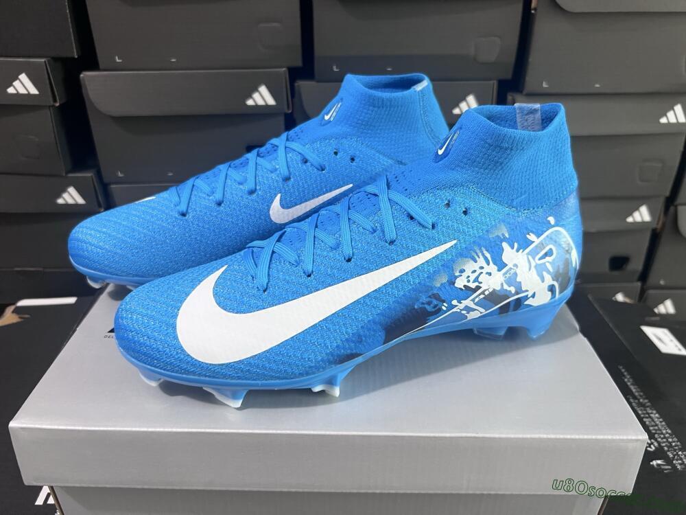Nike Air Zoom Mercurial Superfly 10 Elite FG Firm Ground Soccer Cleats - Blue/White