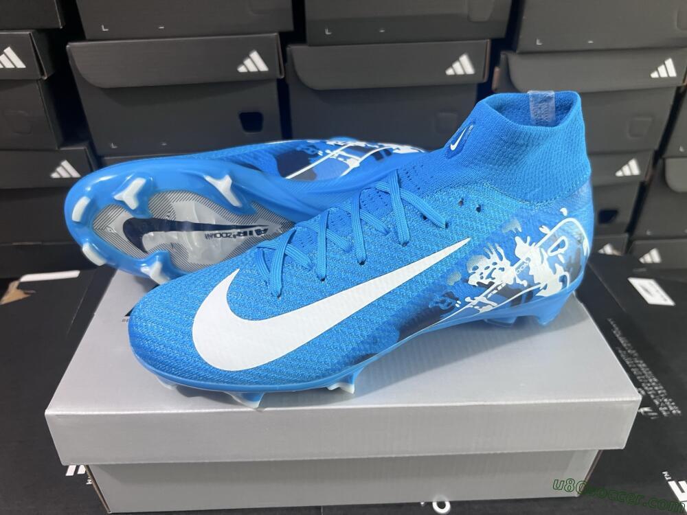 Nike Air Zoom Mercurial Superfly 10 Elite FG Firm Ground Soccer Cleats - Blue/White