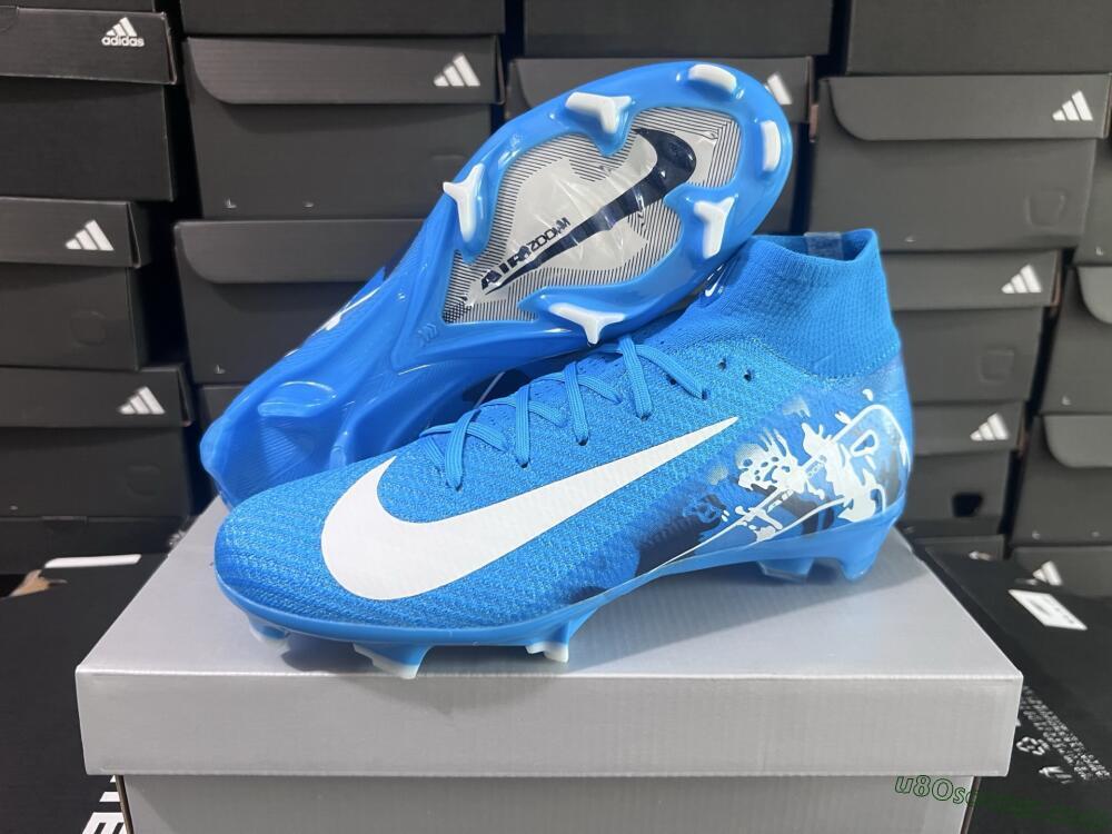 Nike Air Zoom Mercurial Superfly 10 Elite FG Firm Ground Soccer Cleats - Blue/White