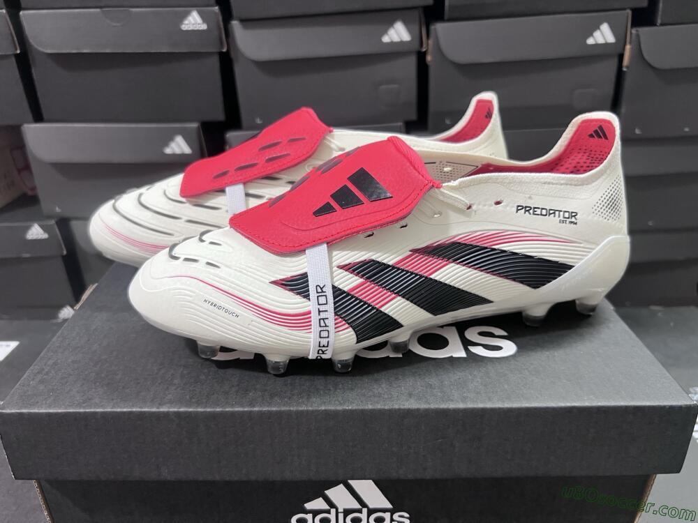 Adidas Predator 25 Elite Foldover Tongue AG Artificial Grass Soccer Cleats - White/Black/Red