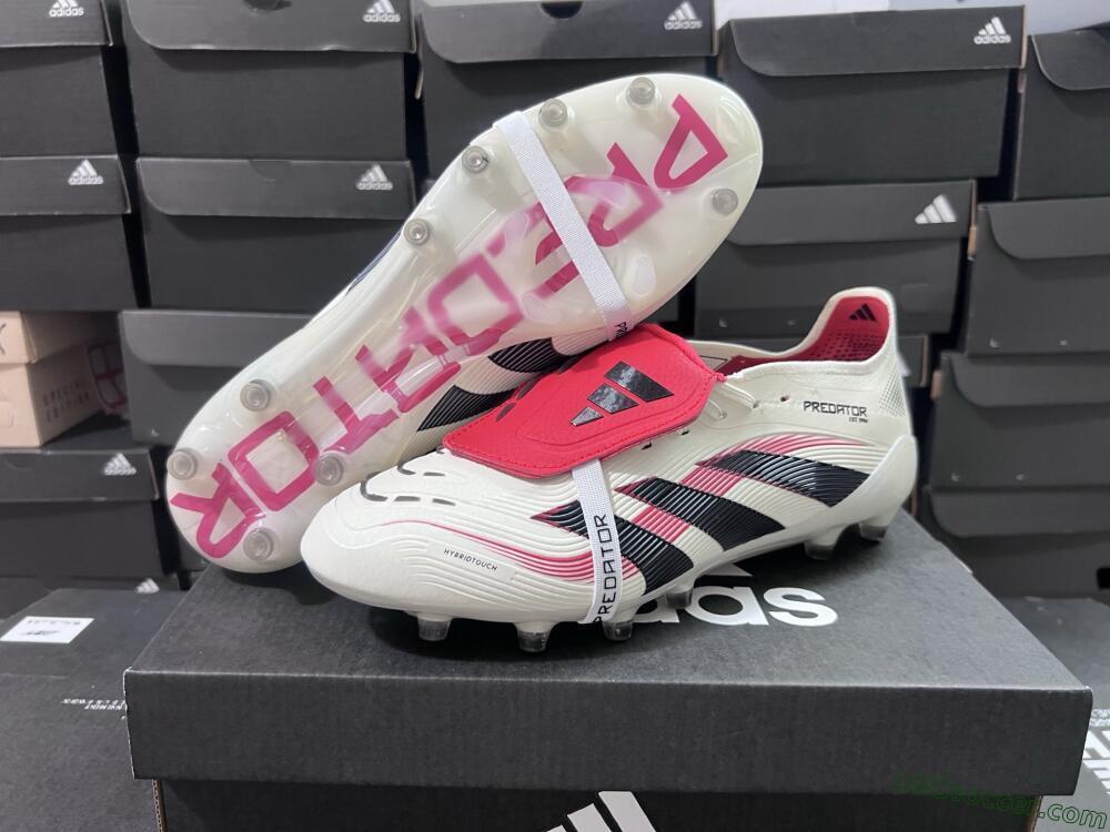 Adidas Predator 25 Elite Foldover Tongue AG Artificial Grass Soccer Cleats - White/Black/Red