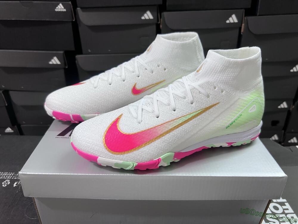 Nike Air Zoom Mercurial Superfly 10 Elite TF Artificial Turf Soccer Shoes - White/Red/Gold