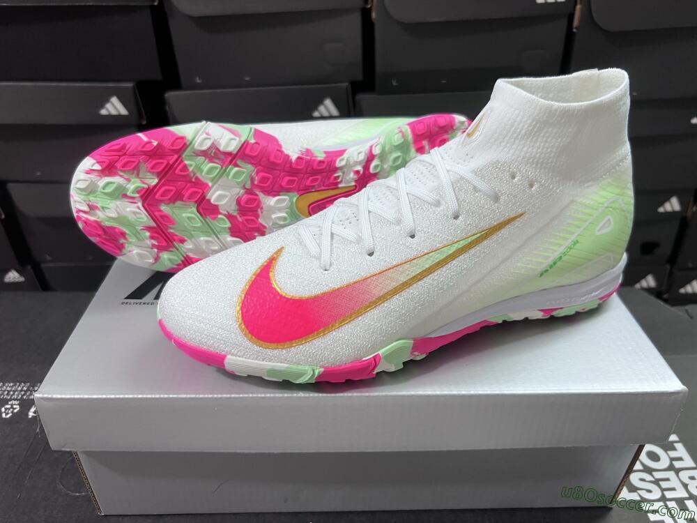 Nike Air Zoom Mercurial Superfly 10 Elite TF Artificial Turf Soccer Shoes - White/Red/Gold