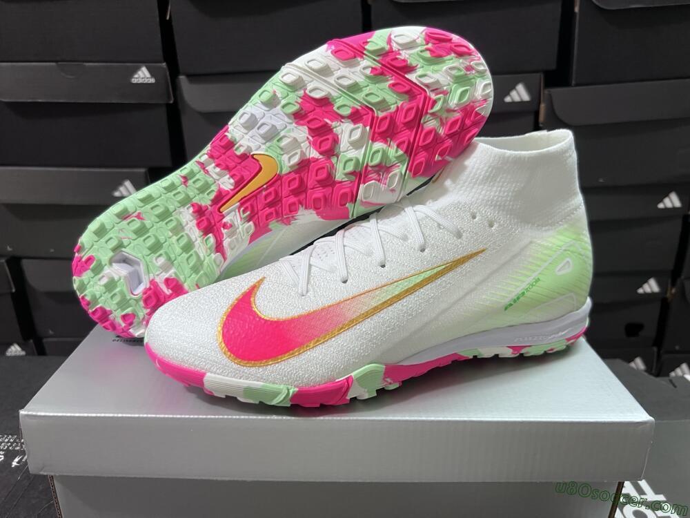Nike Air Zoom Mercurial Superfly 10 Elite TF Artificial Turf Soccer Shoes - White/Red/Gold
