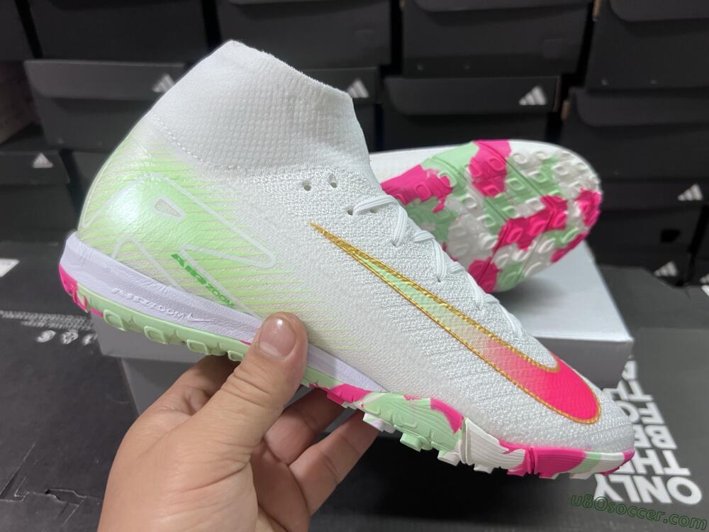 Nike Air Zoom Mercurial Superfly 10 Elite TF Artificial Turf Soccer Shoes - White/Red/Gold
