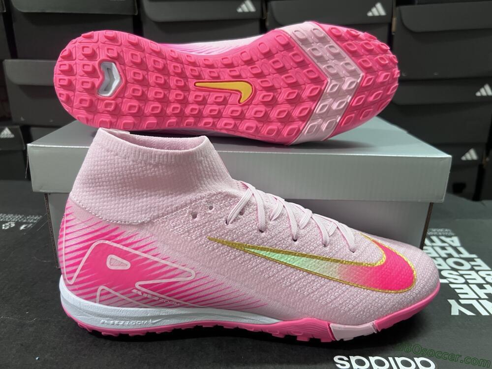 Nike Air Zoom Mercurial Superfly 10 Elite TF Artificial Turf Soccer Shoes - Pink/Red/Gold