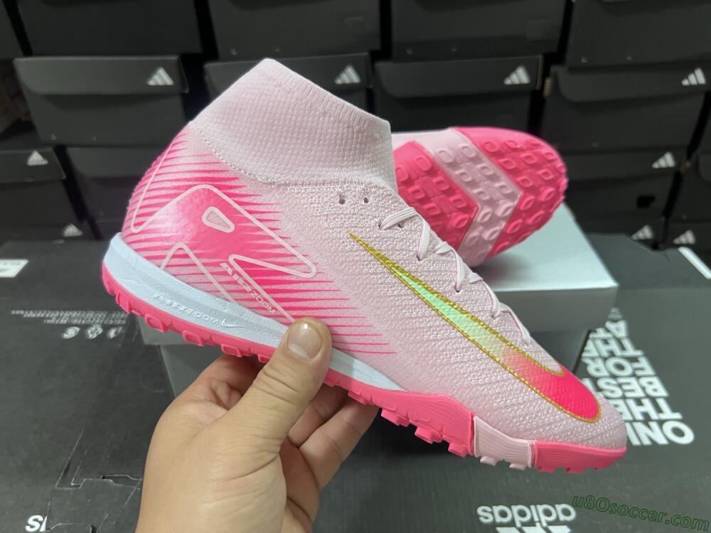 Nike Air Zoom Mercurial Superfly 10 Elite TF Artificial Turf Soccer Shoes - Pink/Red/Gold