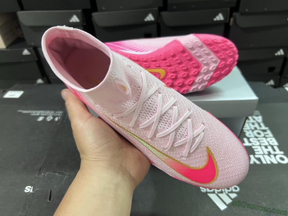 Nike Air Zoom Mercurial Superfly 10 Elite TF Artificial Turf Soccer Shoes - Pink/Red/Gold