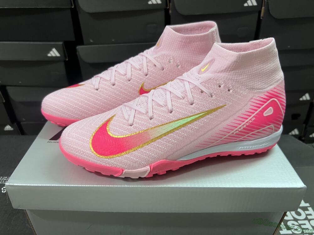 Nike Air Zoom Mercurial Superfly 10 Elite TF Artificial Turf Soccer Shoes - Pink/Red/Gold