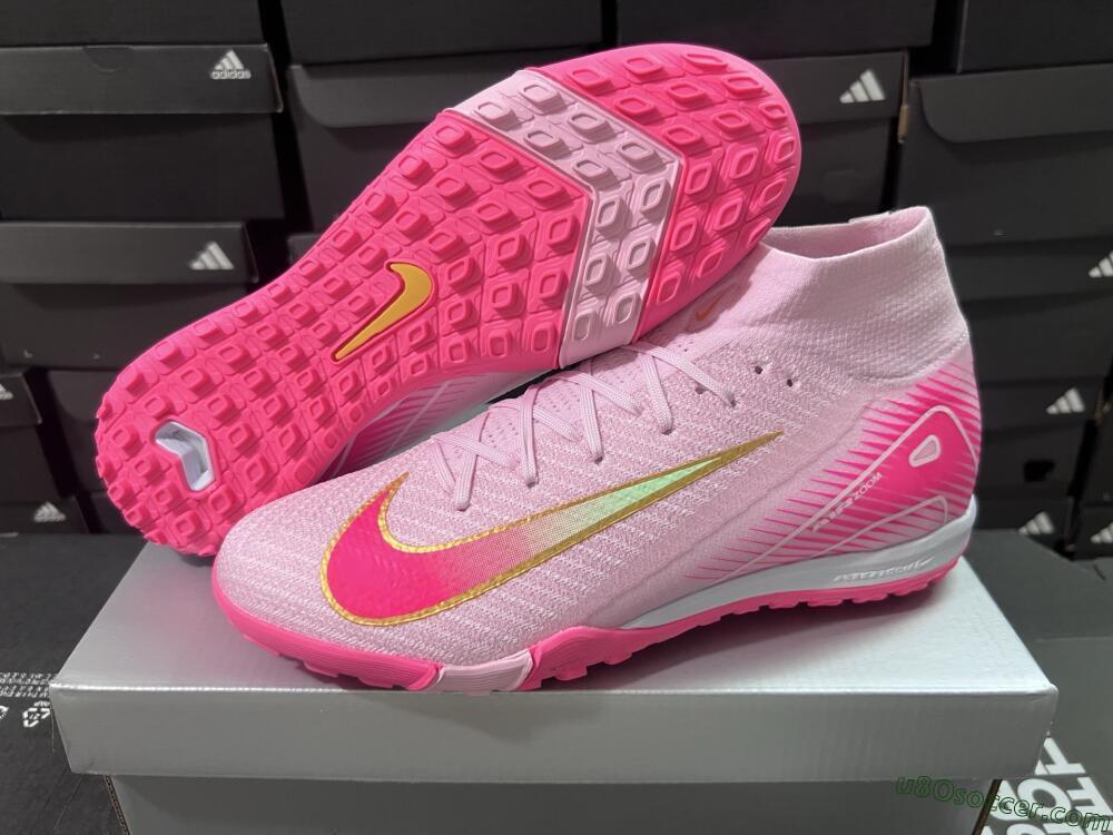 Nike Air Zoom Mercurial Superfly 10 Elite TF Artificial Turf Soccer Shoes - Pink/Red/Gold