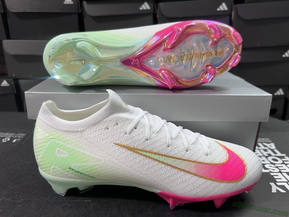 Nike Air Zoom Mercurial Vapor 16 Elite FG Firm Ground Soccer Cleats - White/Red/Gold