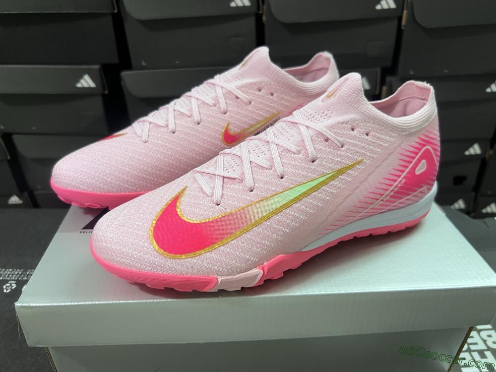 Nike Air Zoom Mercurial Vapor 16 Elite TF Artificial Turf Soccer Shoes - Pink/Gold/White