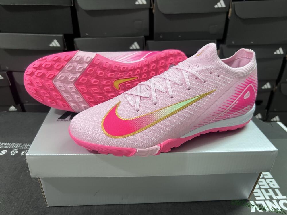 Nike Air Zoom Mercurial Vapor 16 Elite TF Artificial Turf Soccer Shoes - Pink/Gold/White