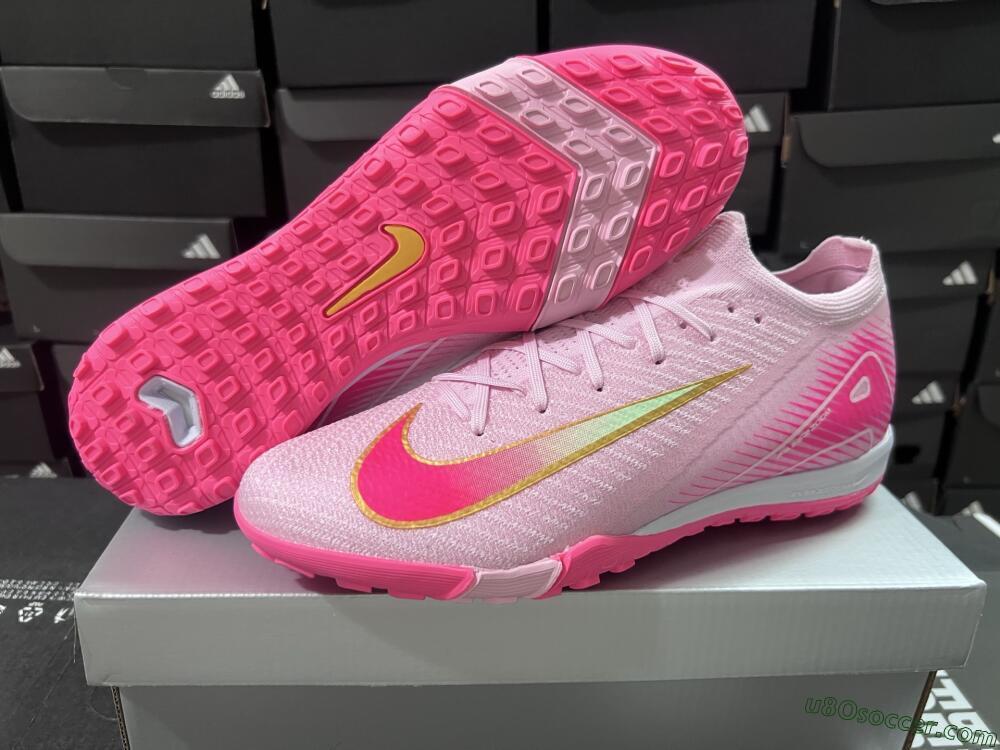 Nike Air Zoom Mercurial Vapor 16 Elite TF Artificial Turf Soccer Shoes - Pink/Gold/White