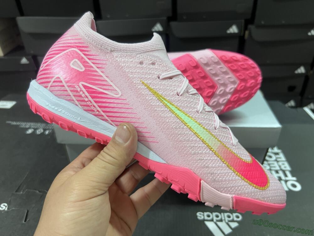 Nike Air Zoom Mercurial Vapor 16 Elite TF Artificial Turf Soccer Shoes - Pink/Gold/White