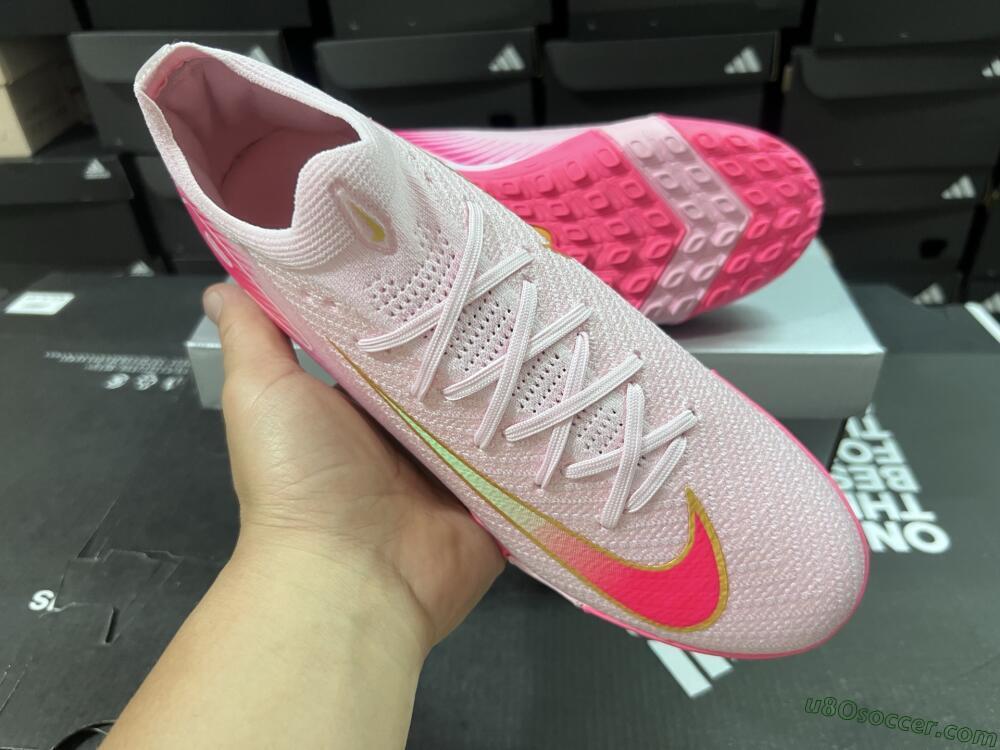 Nike Air Zoom Mercurial Vapor 16 Elite TF Artificial Turf Soccer Shoes - Pink/Gold/White